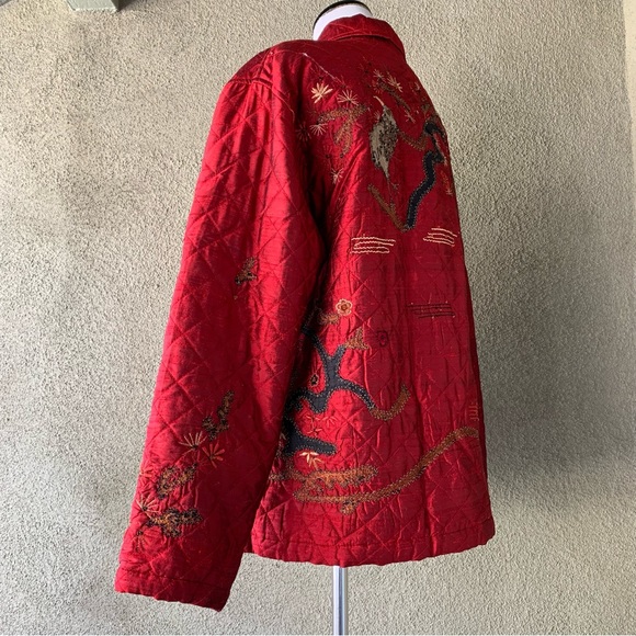 “Chico’s” Red Silk Quilted Jacket size 14-16 (Chico’s size 3) - Picture 7 of 11